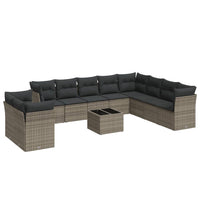 Set Divani da Giardino 11 pz con Cuscini in Polyrattan Grigio 3217870