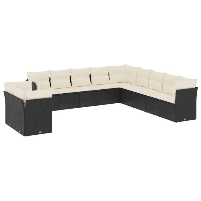 Set Divani da Giardino 11 pz con Cuscini in Polyrattan Nero 3217876