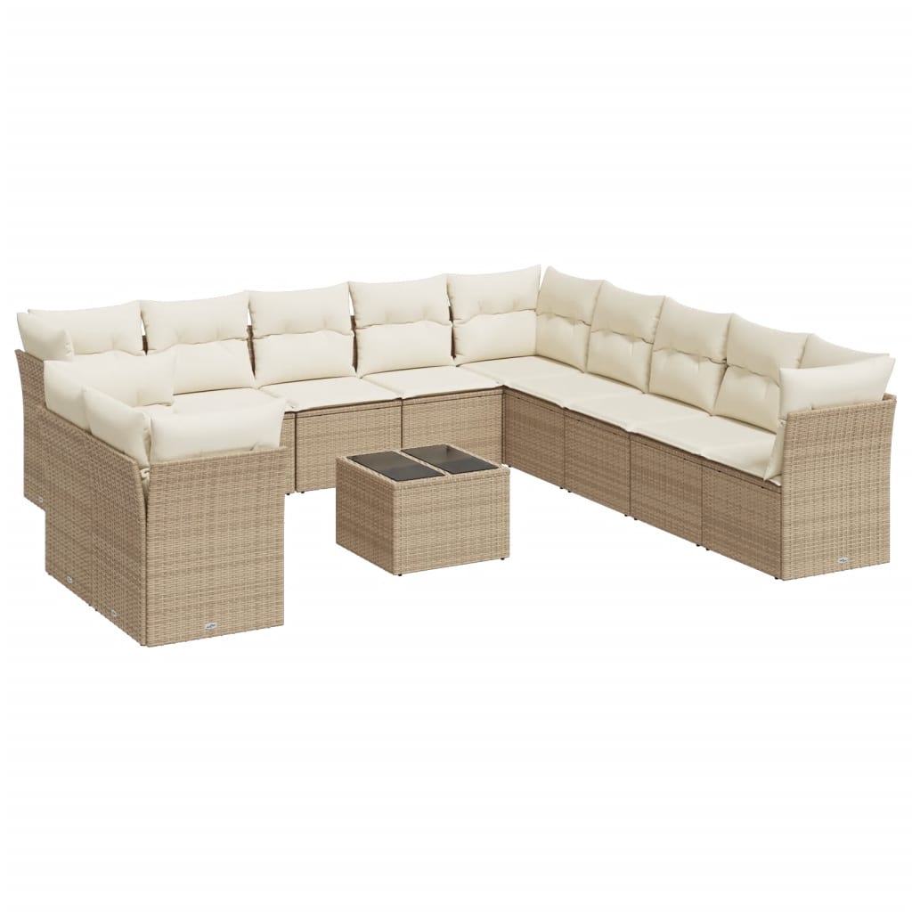 Set Divani da Giardino 12 pz con Cuscini Beige in Polyrattancod mxl 87229