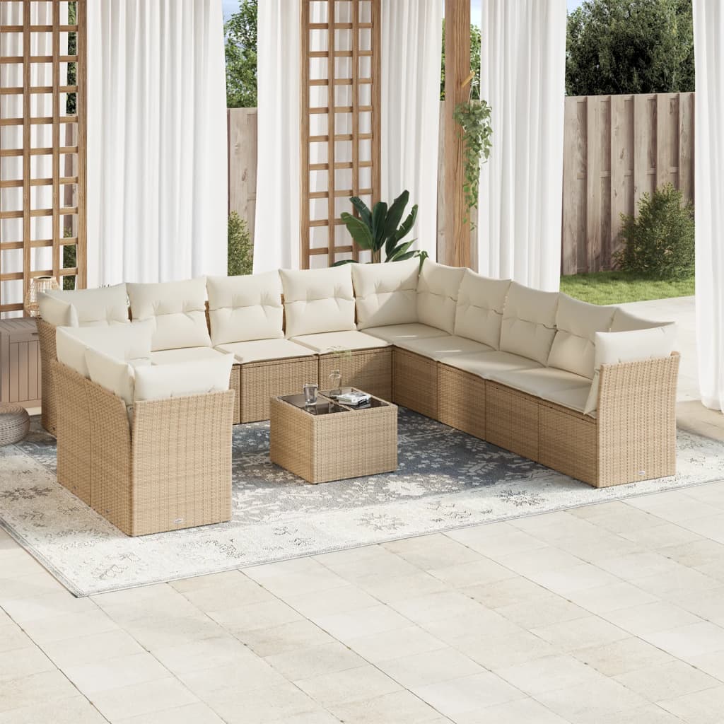 Set Divani da Giardino 12 pz con Cuscini Beige in Polyrattancod mxl 87229