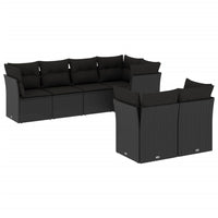 Set Divani da Giardino con Cuscini 7pz Nero Polyrattan 3217895