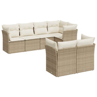 Set Divani da Giardino 7 pz con Cuscini Beige in Polyrattan 3217898