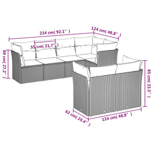 Set Divani da Giardino 7pz con Cuscini Grigio Chiaro Polyrattan 3217902