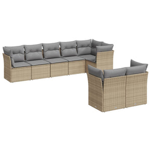 Set Divano da Giardino 8 pz con Cuscini Beige in Polyrattan 3217909