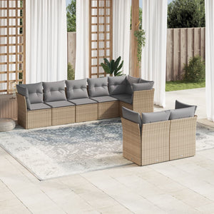 Set Divano da Giardino 8 pz con Cuscini Beige in Polyrattan 3217909