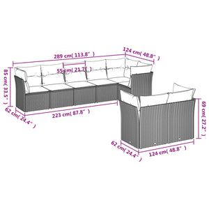 Set Divano da Giardino 8 pz con Cuscini Grigio in Polyrattancod mxl 87230