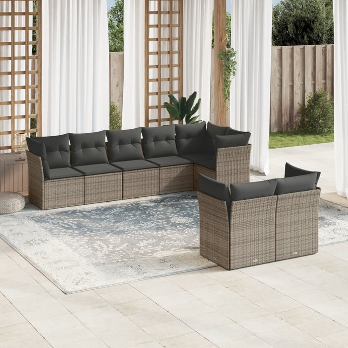 Set Divano da Giardino 8 pz con Cuscini Grigio in Polyrattancod mxl 87230