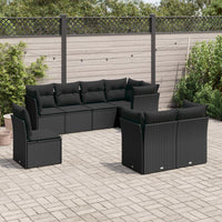 Set Divani da Giardino con Cuscini 8 pz Nero in Polyrattan 3217925