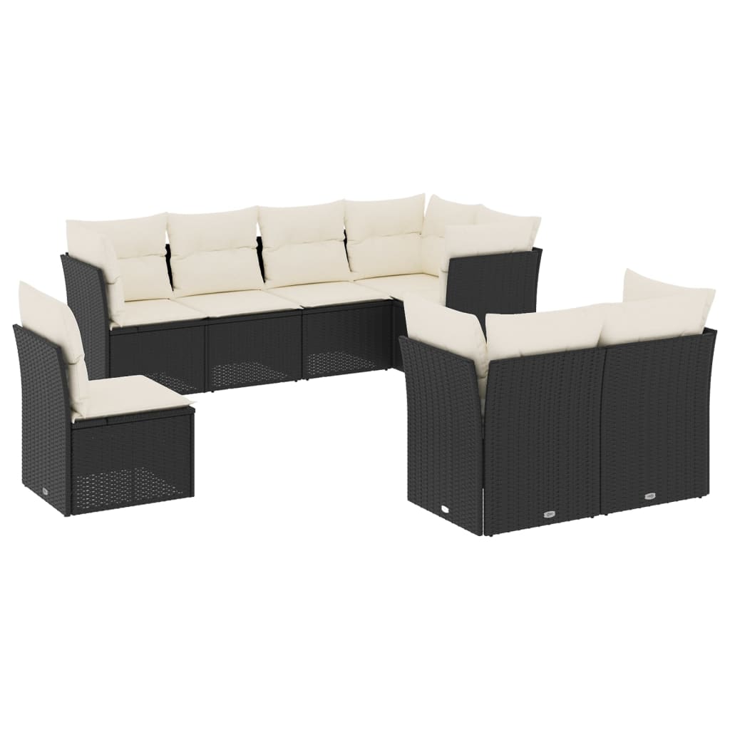 Set Divani da Giardino con Cuscini 8 pz Nero in Polyrattancod mxl 113495