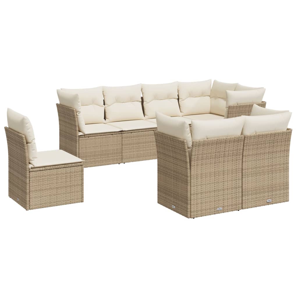 Set Divano da Giardino 8 pz con Cuscini Beige in Polyrattan 3217928