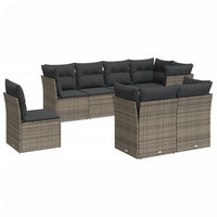 Set Divano da Giardino 8 pz con Cuscini Grigio in Polyrattan 3217930