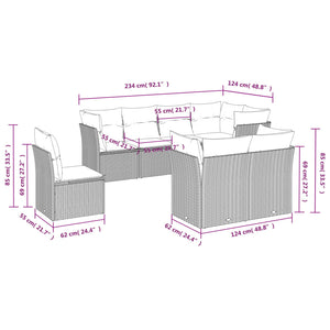 Set Divani da Giardino 8 pz con Cuscini Marrone in Polyrattan 3217933