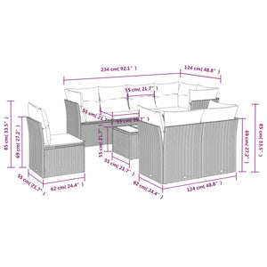 Set Divani da Giardino 9 pz con Cuscini Nero in Polyrattan 3217936