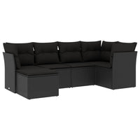 Set Divano da Giardino 6 pz con Cuscini Nero in Polyrattancod mxl 111134