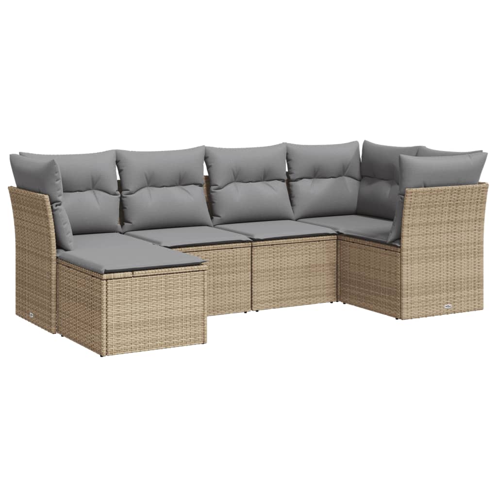 Set Divano da Giardino 6 pz con Cuscini Beige in Polyrattan 3217949