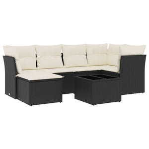 Set Divani da Giardino con Cuscini 7pz Nero Polyrattan 3217956