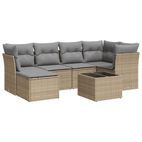 Set Divani da Giardino 7 pz con Cuscini Beige in Polyrattan 3217959