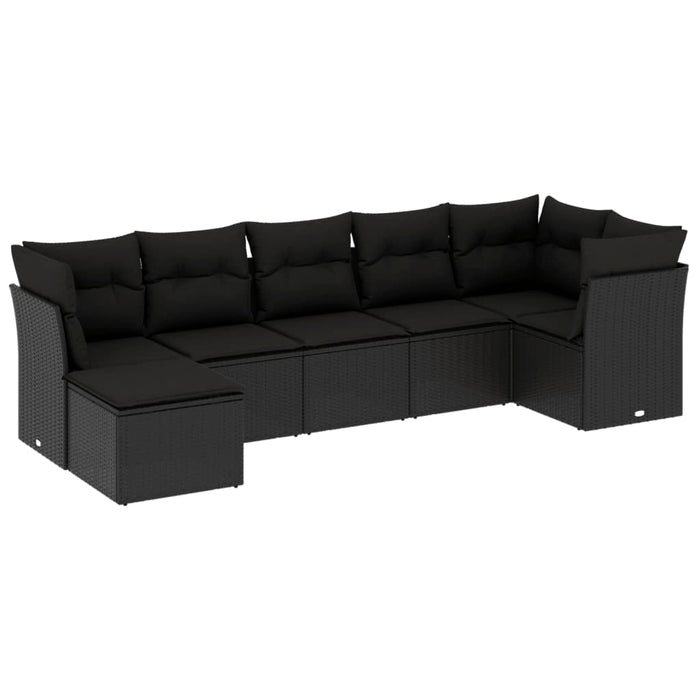 Set Divani da Giardino con Cuscini 7pz Nero Polyrattan 3217965