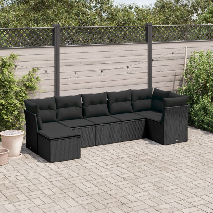 Set Divani da Giardino con Cuscini 7pz Nero Polyrattan 3217965