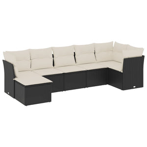 Set Divani da Giardino con Cuscini 7pz Nero Polyrattan 3217966