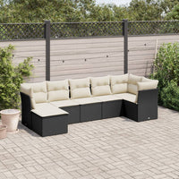 Set Divani da Giardino con Cuscini 7pz Nero Polyrattancod mxl 111976