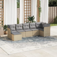 Set Divani da Giardino 7 pz con Cuscini Beige in Polyrattan 3217969