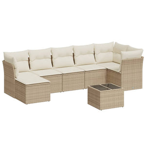 Set Divano da Giardino 8 pz con Cuscini Beige in Polyrattancod mxl 87291