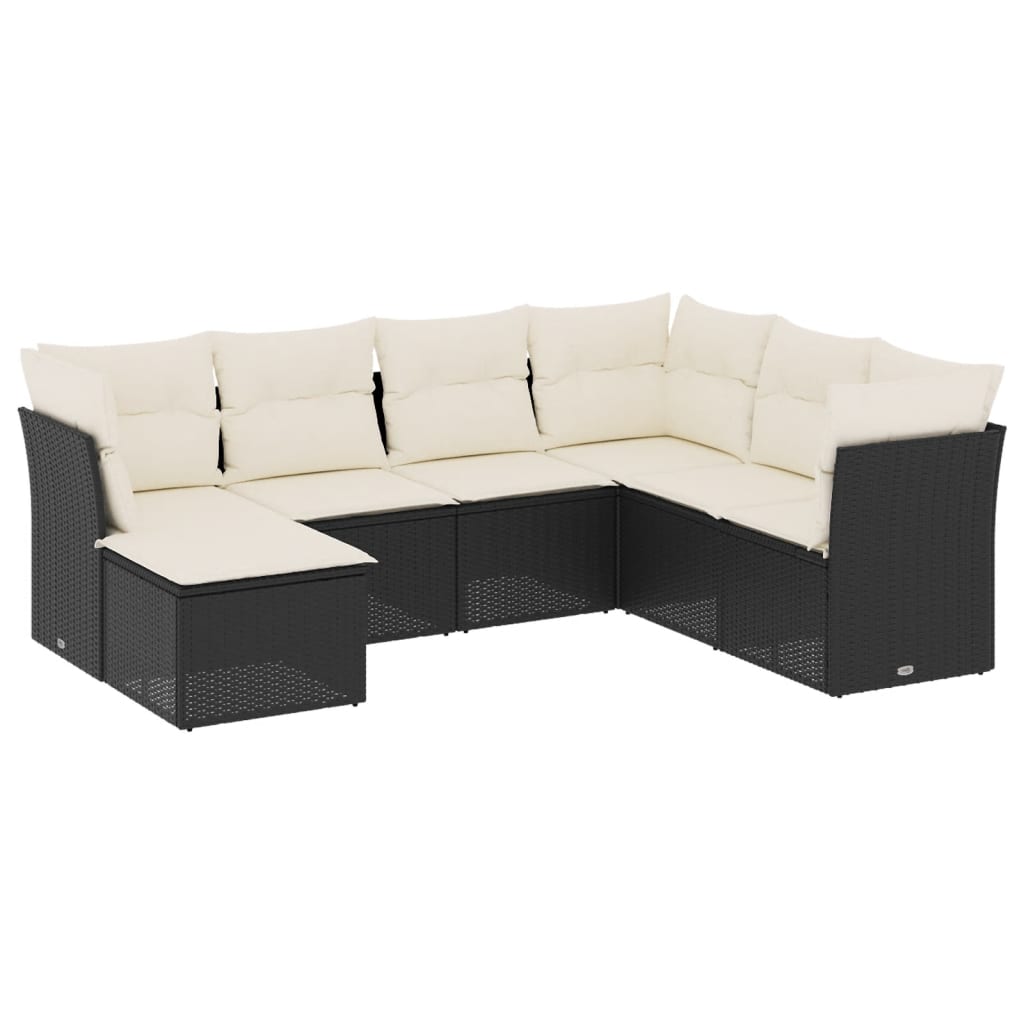 Set Divani da Giardino con Cuscini 7pz Nero Polyrattancod mxl 87300