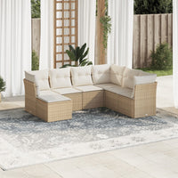 Set Divani da Giardino 7 pz con Cuscini Beige in Polyrattan 3217988