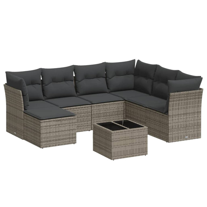 Set Divano da Giardino 8 pz con Cuscini Grigio in Polyrattan 3218000