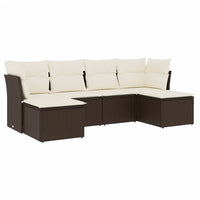 Set Divano da Giardino 6 pz con Cuscini Marrone in Polyrattan 3218013