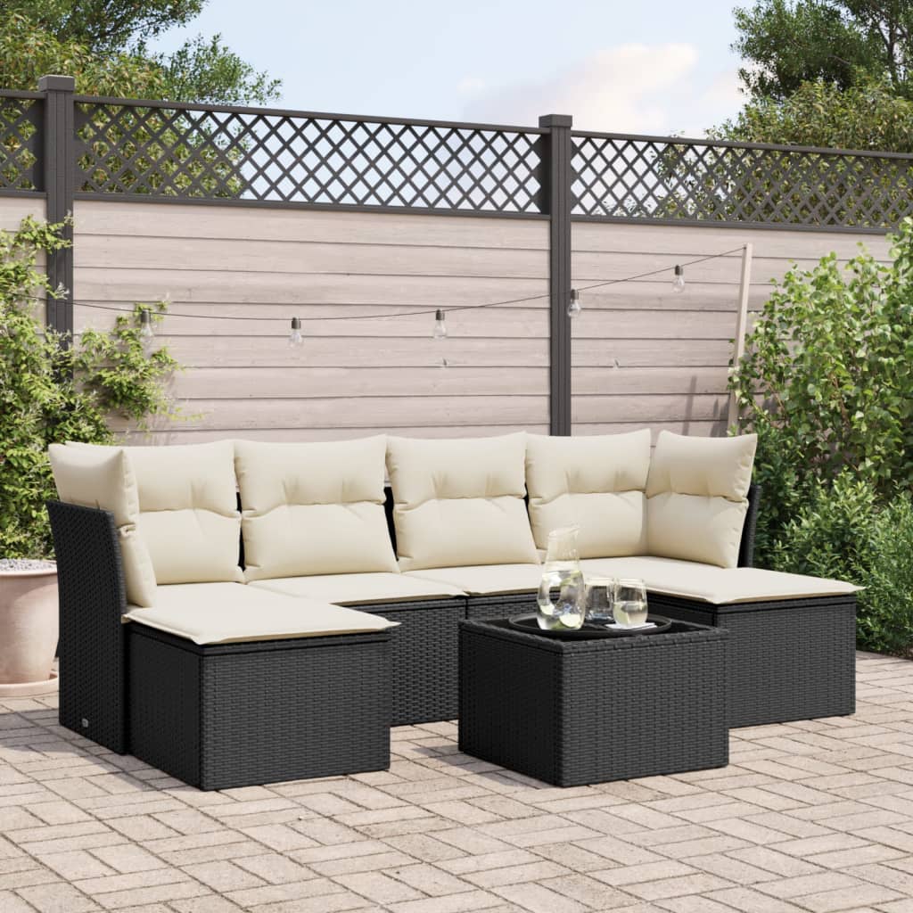 Set Divani da Giardino con Cuscini 7pz Nero Polyrattancod mxl 88828