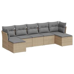 Set Divani da Giardino 7pz con Cuscini Grigio Chiaro Polyrattan 3218032