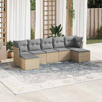 Set Divani da Giardino 7pz con Cuscini Grigio Chiaro Polyrattan 3218032