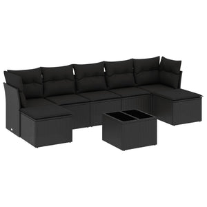 Set Divani da Giardino con Cuscini 8 pz Nero in Polyrattancod mxl 87958