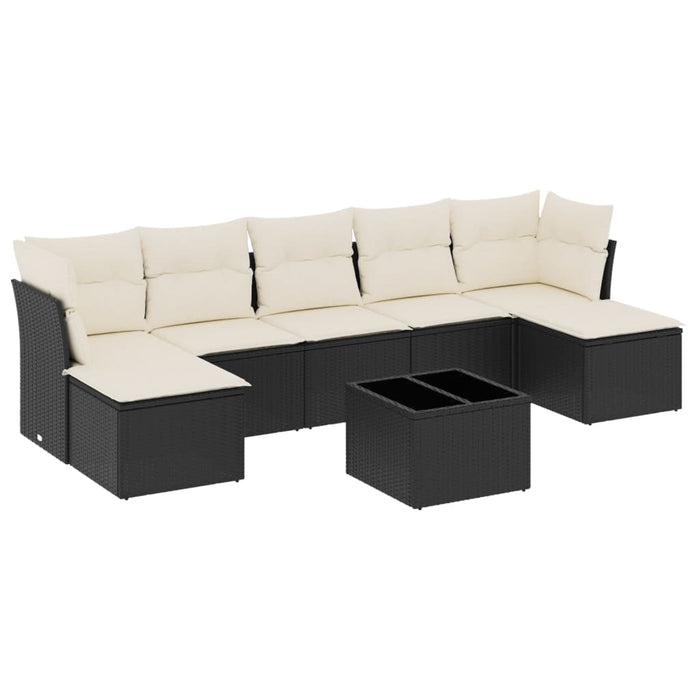 Set Divani da Giardino con Cuscini 8 pz Nero in Polyrattan 3218036