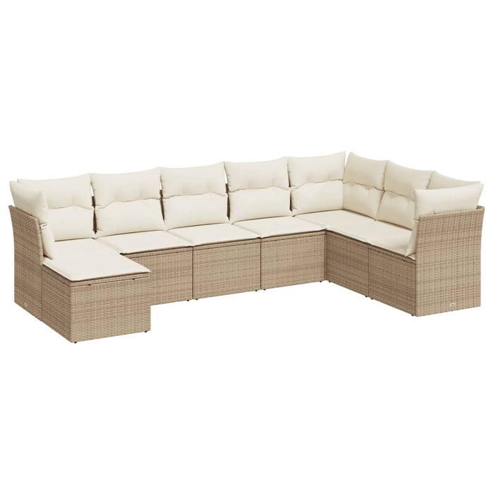 Set Divano da Giardino 8 pz con Cuscini Beige in Polyrattan 3218048