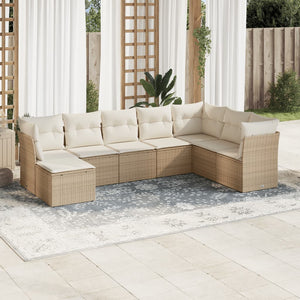 Set Divano da Giardino 8 pz con Cuscini Beige in Polyrattancod mxl 111314