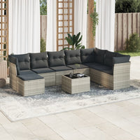 Set Divano da Giardino 9pz con Cuscini Grigio Chiaro Polyrattan 3218062