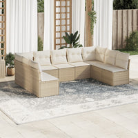 Set Divano da Giardino 9 pz con Cuscini Beige in Polyrattan 3218068