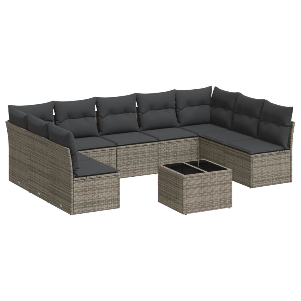 Set Divano da Giardino 10 pz con Cuscini Grigio in Polyrattancod mxl 87299