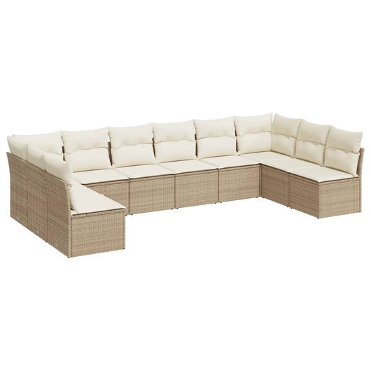 Set Divano da Giardino 10 pz con Cuscini Beige in Polyrattan 3218088