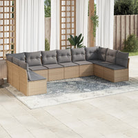 Set Divano da Giardino 10 pz con Cuscini Beige in Polyrattan 3218089