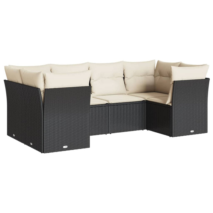 Set Divano da Giardino 6 pz con Cuscini Nero in Polyrattan 3218106