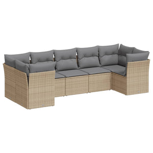 Set Divani da Giardino 7 pz con Cuscini Beige in Polyrattancod mxl 113423