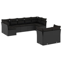 Set Divani da Giardino 9 pz con Cuscini Nero in Polyrattancod mxl 89435