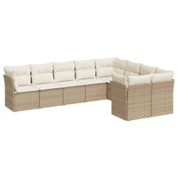 Set Divano da Giardino 9 pz con Cuscini Beige in Polyrattan 3218168