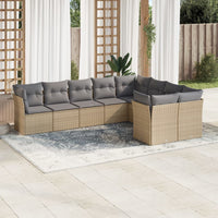 Set Divano da Giardino 9 pz con Cuscini Beige in Polyrattan 3218169