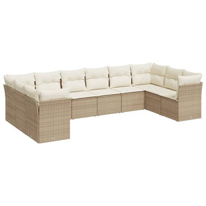 Set Divano da Giardino 10 pz con Cuscini Beige in Polyrattancod mxl 89516