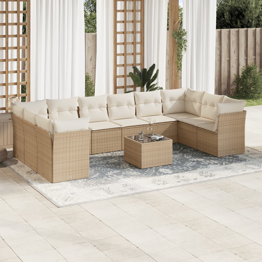 Set Divani da Giardino 11 pz con Cuscini Beige in Polyrattancod mxl 91431